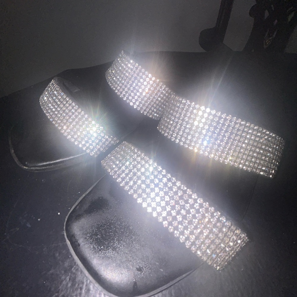 Madden Girl Black Sandals with Silver Rhinestones